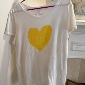 White Shirt with Yellow Heart Design by Kerri Rosenthal